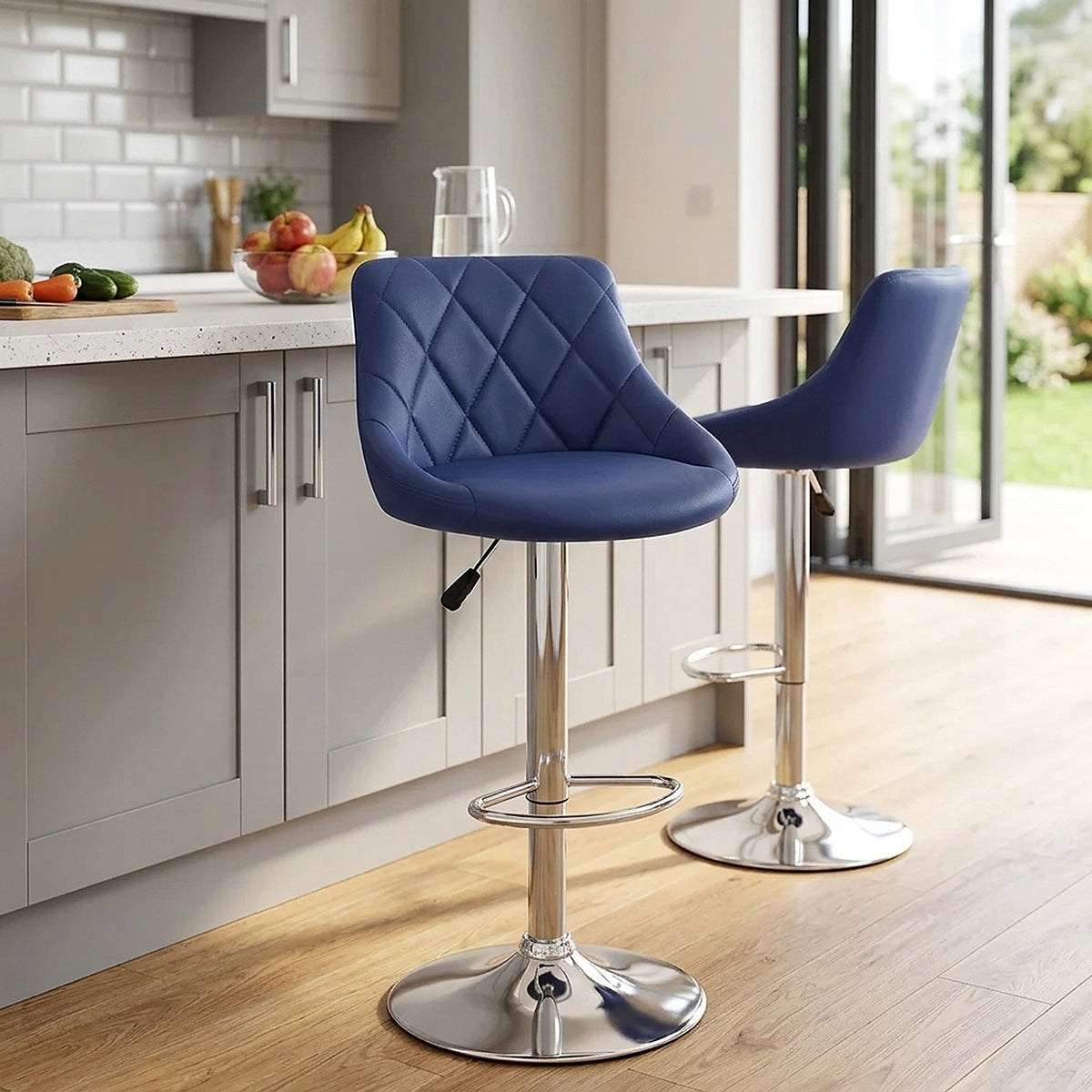 Stitch Bar Stool Blue
