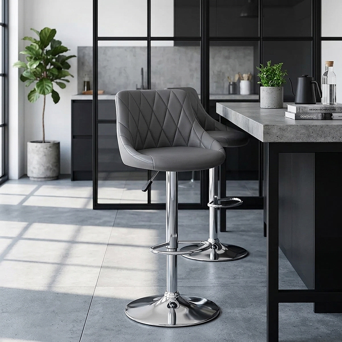 Stitch Bar Stool Grey