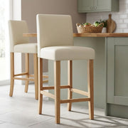 Tetbury Oak Bar Stool Cream Leather