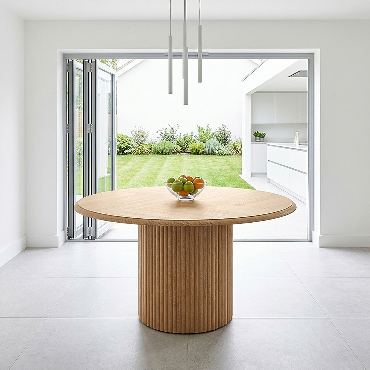 Thames 120cm Round Table & 4 Maya Light Oak Chairs Dining Set