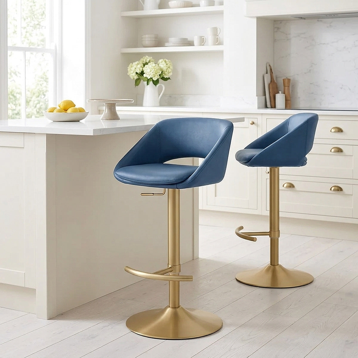 Tulsa Brushed Gold Stool Blue