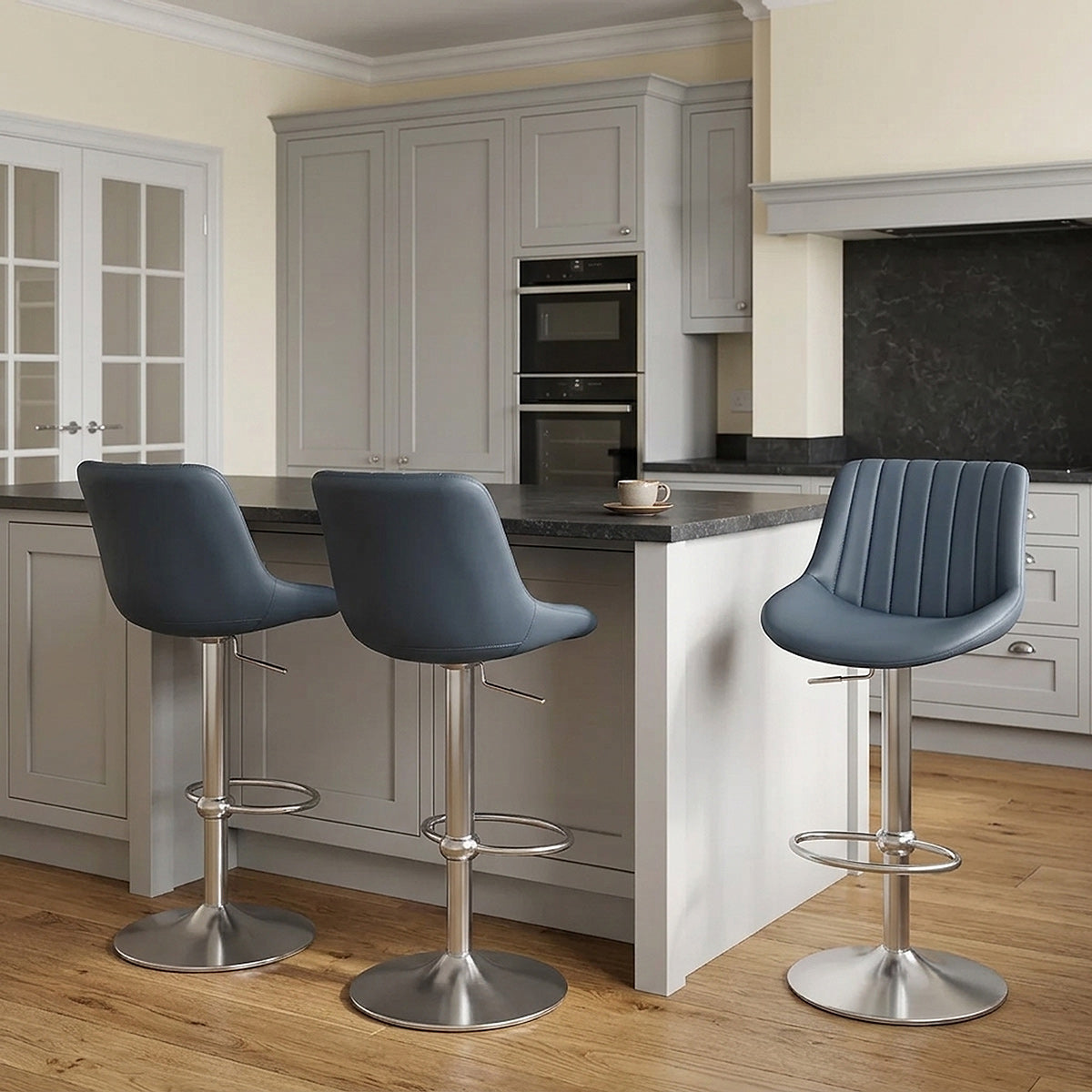 Versailles Real Leather Stool Navy Blue