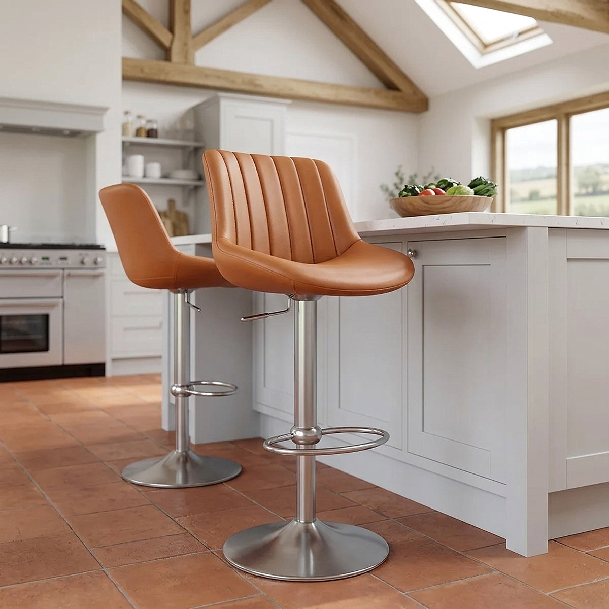 Versailles Real Leather Stool Tan