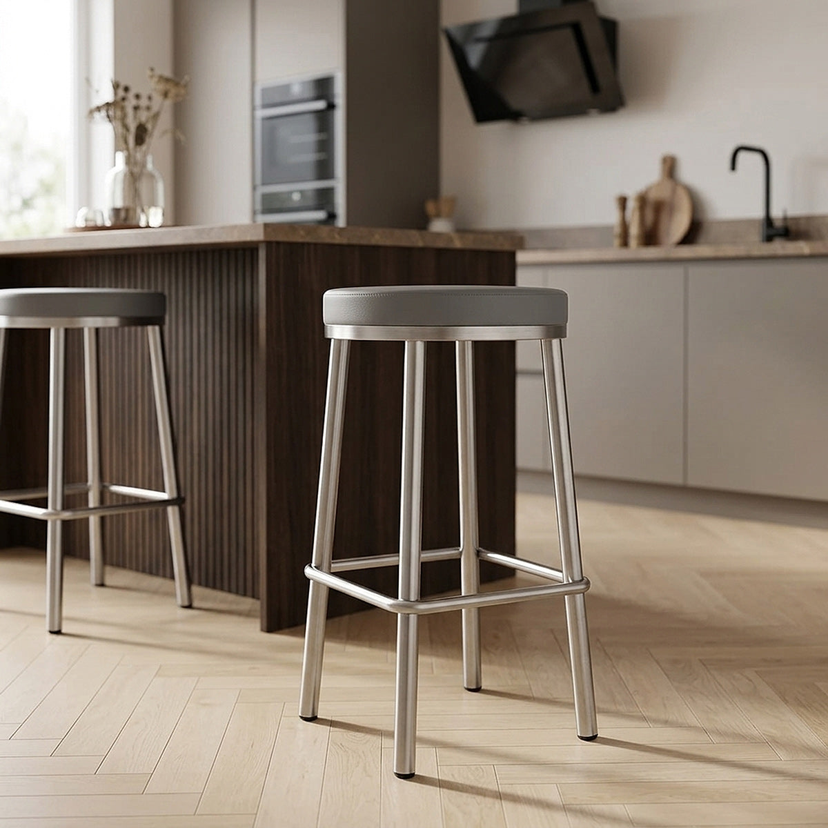 Vision Brushed Steel Stool Grey