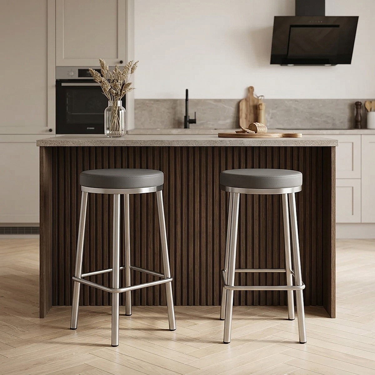 Vision Brushed Steel Stool Grey