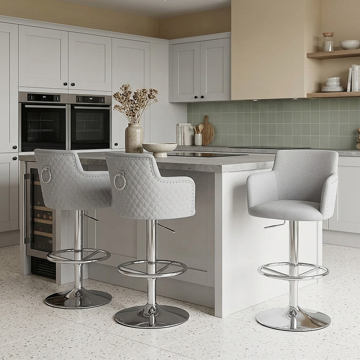 Vogue Bar Stool Grey Fabric